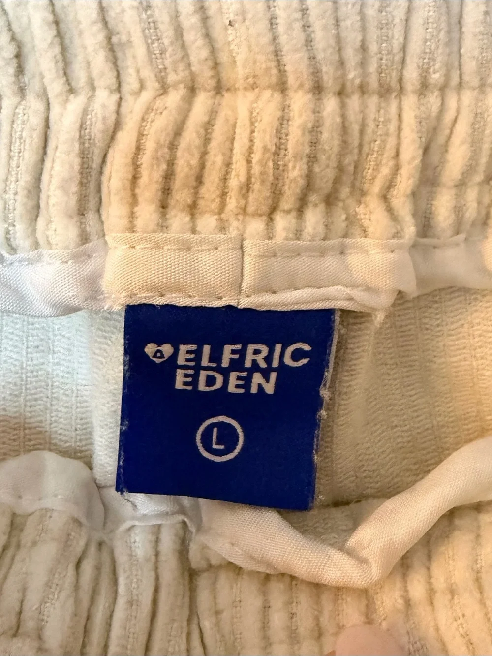 Aelfric Eden Cream Corduroy Elastic Waist Pants Large